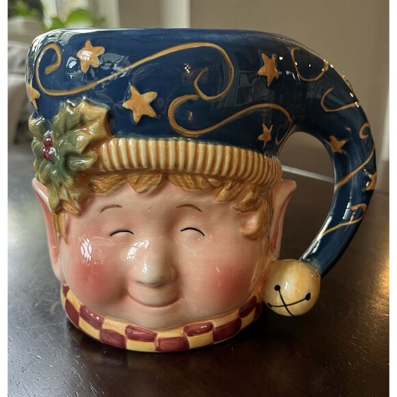 Susan Winget sculpted ceramic hand painted Elf 20oz Collector Oversized mug NWT - Picture 1 of 6